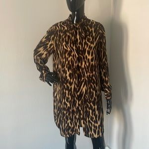 Michael kors leopard tie print shirt dress medium